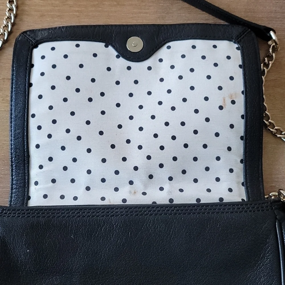 Kate Spade Primrose Hill Kaelin Black Leather Bow Chain Crossbody Bag